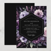 Purple Moody Nocturne Wedding Einladung (Vorne/Hinten)