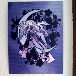 Purple Moon Goddess Wiccan Triple Moon Symbol Art Poster