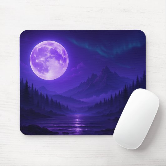 Purple Moon Serenity Mousepad – Midnight Mountain (Mit Mouse)
