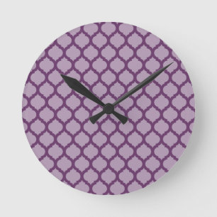 Purple Moroccan Pattern Wall Clocks Runde Wanduhr