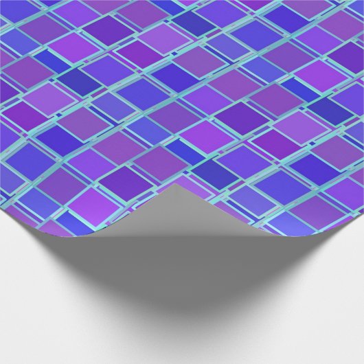 Purple Mosaic Squares Tile Pattern Geschenkpapier (Ecke)