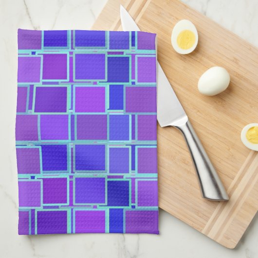 Purple Mosaic Squares Tile Pattern Geschirrtuch (Viertel Falte)