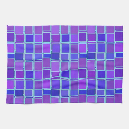 Purple Mosaic Squares Tile Pattern Geschirrtuch (Horizontal)
