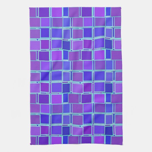 Purple Mosaic Squares Tile Pattern Geschirrtuch (Vertikal)