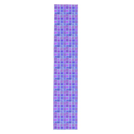 Purple Mosaic Squares Tile Pattern Mittelgroßer Tischläufer (Vorderseite)