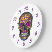 Purple Mosaic Sugar Skull Zombie Wall Clock Große Wanduhr (Winkel)