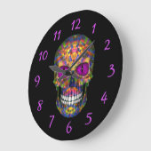 Purple Mosaic Sugar Skull Zombie Wall Clocks Große Wanduhr (Winkel)