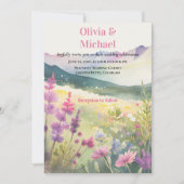 Purple Mountain Wildflowers Wedding Invitation Einladung (Vorderseite)