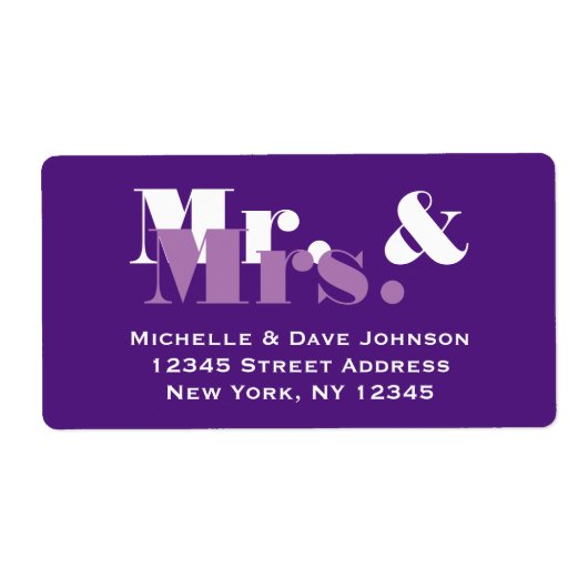 Purple Mr und Mrs. address labels for wedding mail (Vorne)