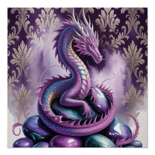 Purple Mystic Dragon Gothic Poster (Vorderseite)
