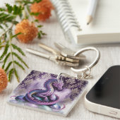 Purple Mystic Dragon Gothic Schlüsselanhänger (Vorderseite rechts)