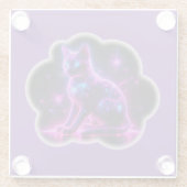 Purple Neon Siamese Cat With Blue Eyes & Starburst Glasuntersetzer (Rückseite)