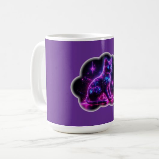 Purple Neon Siamese Cat With Blue Eyes & Starburst Kaffeetasse (Vorderseite Links)