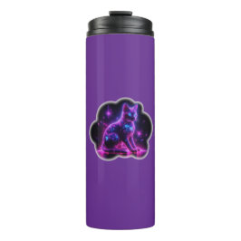 Purple Neon Siamese Cat With Blue Eyes & Starburst Thermosbecher