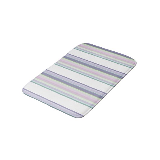 Purple, Neptune, sea green, and Lavender stripes Badematte (Schrägansicht)