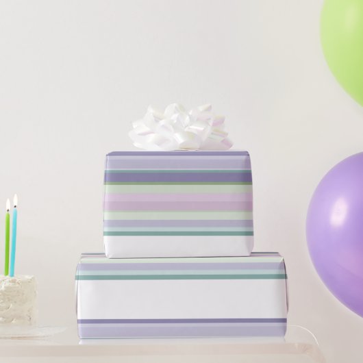 Purple, Neptune, sea green, and Lavender stripes Geschenkpapier (Partygeschenke)