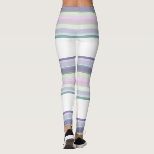 Purple, Neptune, sea green, and Lavender stripes Leggings (Rückseite)
