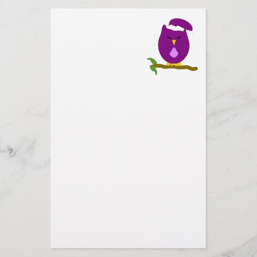 Purple Night Owl Design Briefpapier (Vorderseite)