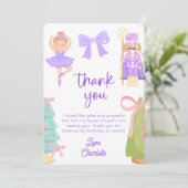 Purple Nutcracker Birthday Photo Thank You Card Einladung (Stehend Vorderseite)