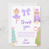 Purple Nutcracker Birthday Photo Thank You Card Einladung (Vorderseite)