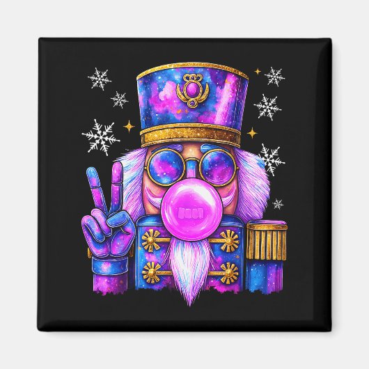 Purple Nutcracker Blowing Bubble Gum Cute Christma Magnet (Vorne)