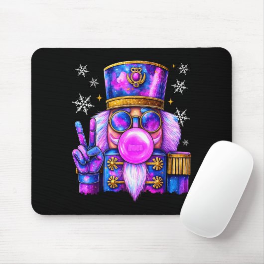 Purple Nutcracker Blowing Bubble Gum Cute Christma Mousepad (Mit Mouse)