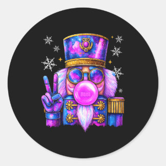 Purple Nutcracker Blowing Bubble Gum Cute Christma Runder Aufkleber