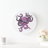 Purple Octopus Große Wanduhr (Zuhause)