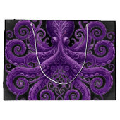 Purple Octopus Victorian Steampunk Kraken Große Geschenktüte (Rückseite)