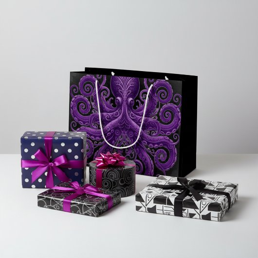 Purple Octopus Victorian Steampunk Kraken Große Geschenktüte