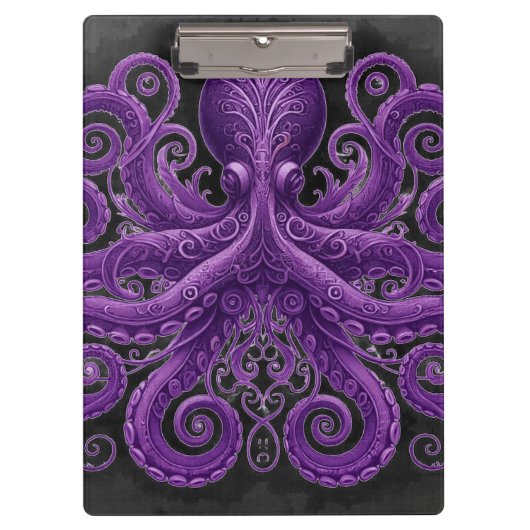 Purple Octopus Victorian Steampunk Kraken  Klemmbrett (Vorderseite)