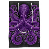 Purple Octopus Victorian Steampunk Kraken  Mittlere Geschenktüte (Rückseite)