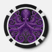 Purple Octopus Victorian Steampunk Kraken  Pokerchips (Rückseite)