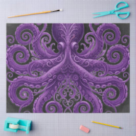 Purple Octopus Victorian Steampunk Kraken  Seidenpapier