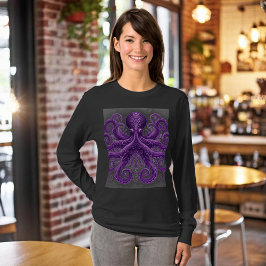 Purple Octopus Victorian Steampunk Kraken T-Shirt