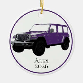 Purple Off-Road Utility Vehicle 7 slot grille Keramik Ornament