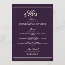 Purple Old Money Wedding Menu Card Einladung