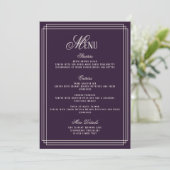 Purple Old Money Wedding Menu Card Einladung (Stehend Vorderseite)