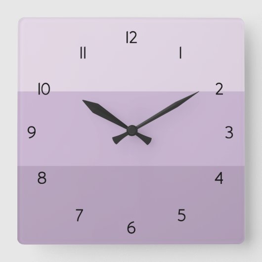 Purple Ombre Striped Square Wall Clock Quadratische Wanduhr (Vorderseite)