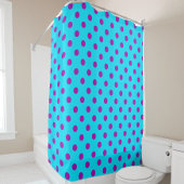 Purple On Blue Polka Dots Pattern Design Duschvorhang