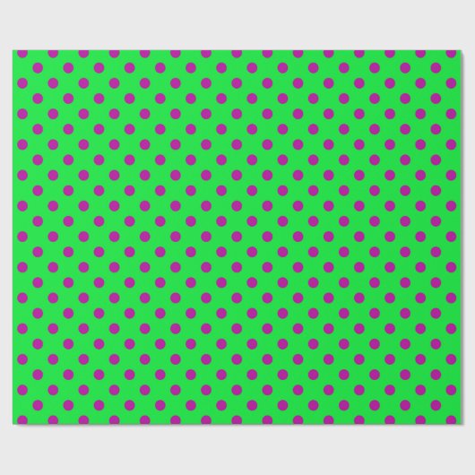 Purple On Green Polka Dots Pattern Design Geschenkpapier (Flach)