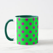 Purple On Green Polka Dots Pattern Design  Tasse (Links)