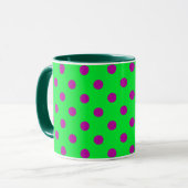 Purple On Green Polka Dots Pattern Design  Tasse (Vorderseite Links)