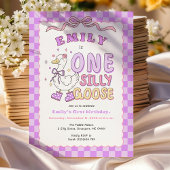 Purple One Silly Goose-Retro Girl First Birthday Einladung