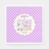 Purple One Silly Goose - Retro Girl First Birthday Serviette (Vorderseite)