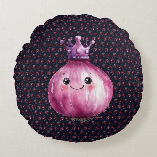Purple Onion Queen Round Throw Pillow Rundes Kissen (Vorderseite)