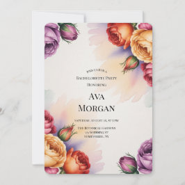 Purple Orange and Red Roses Bachelorette Party Einladung