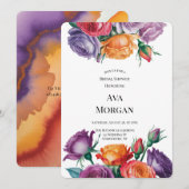Purple Orange and Red Roses Bridal Shower Einladung (Vorne/Hinten)
