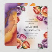 Purple Orange and Red Roses Bridesmaids Luncheon Einladung (Vorne/Hinten)