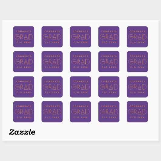 Purple Orange Grad Typography Graduation Sticker (Blatt)